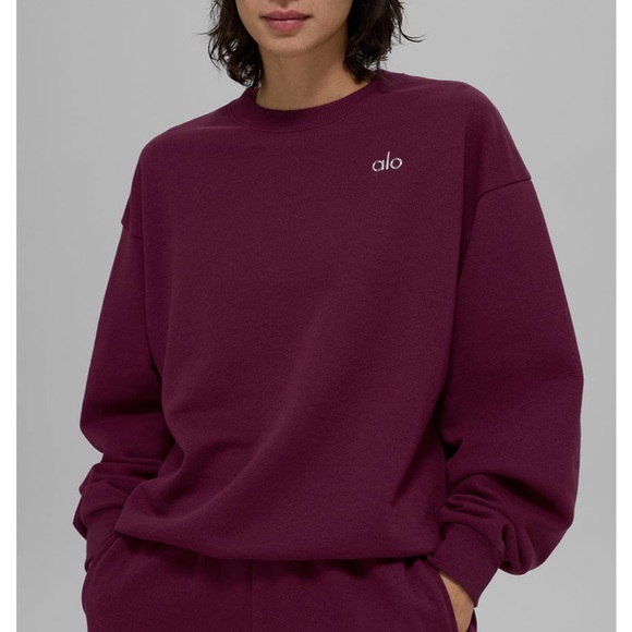NWT Alo Accolade Crew Neck Burgundy Pullover Size XS - Picture 1 of 4